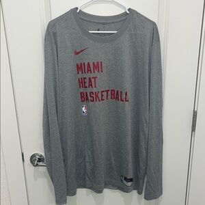 Nike Gray and Red Miami Heat Basketball Shirt